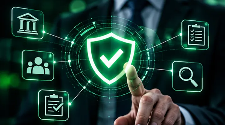 Escudo digital con indicadores de cumplimiento