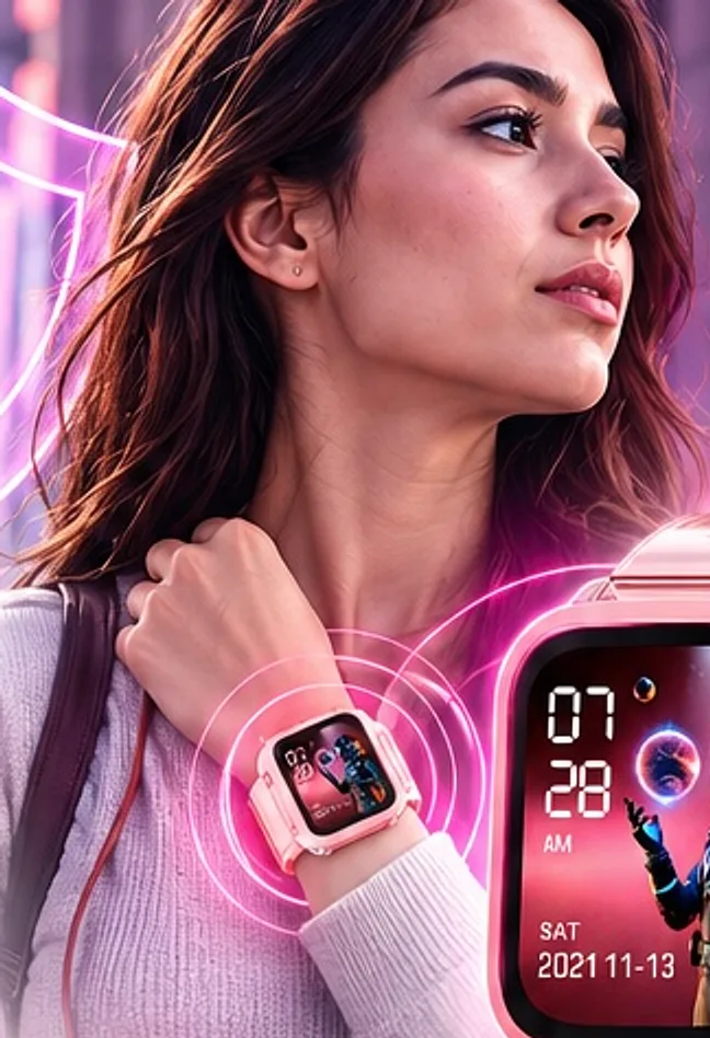 Persona con reloj inteligente con botón de pánico